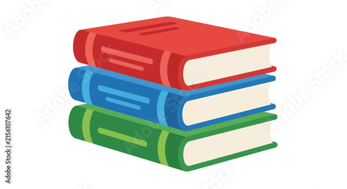 Stacked books in red blue and green form a colorful vector illustration