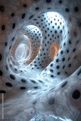Three-dimensional abstraction with a pattern. 3d illustration