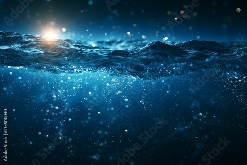 Rolling Ocean Water and Waves in a Calm Balanced Scene
