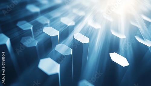 Abstract Light Blue Background with Hexagon Columns for Modern Medical Technology Presentations.