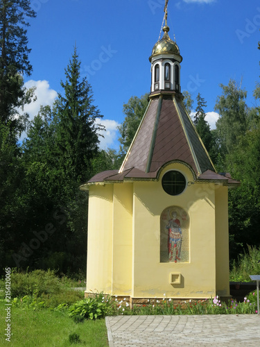 The Chapel of St. George the Victorious at the place of the death of the first cosmonaut Yuri Gagarin near the village of Novoselovo