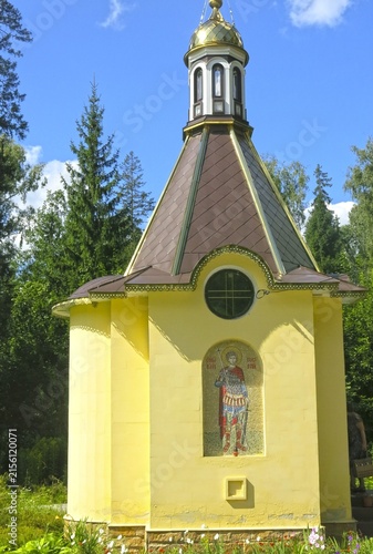 The Chapel of St. George the Victorious at the place of the death of the first cosmonaut Yuri Gagarin near the village of Novoselovo