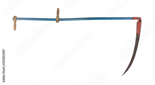 Photography Agricultural metal scythe isolated on white background