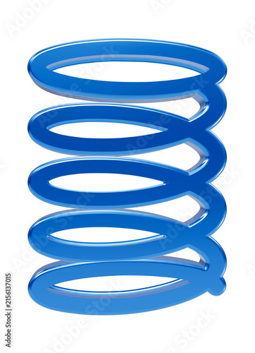 Fotografie Shiny blue three dimensional spiral spring shape isolated on a black background