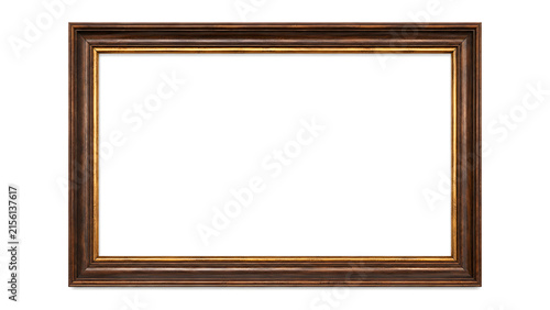 Ornate Antique Wooden Picture Frame Isolated on White
