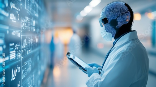 Medical Startup Developing Diagnostic Platform Medical Monitoring System Scene, advanced medical technology, AI diagnostic innovation, connected digital healthcare