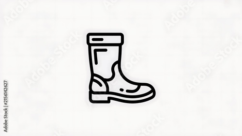 Black outline icon of a rubber rain boot
