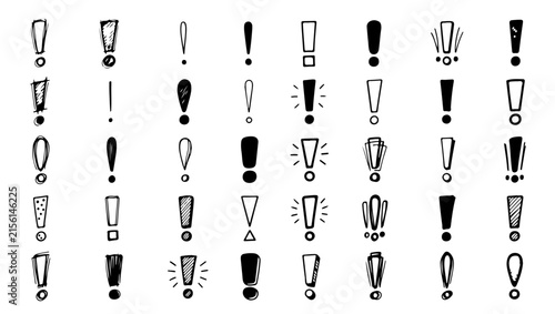 Set of hand drawn exclamation marks