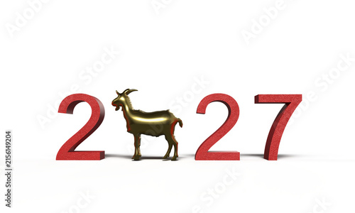 Photography 2027 red pink orange color goat golden yellow orange color chinese new year 2027