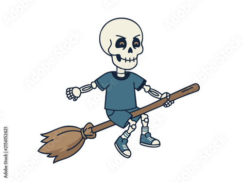 Fotografie Skeleton flying_ on broomstick