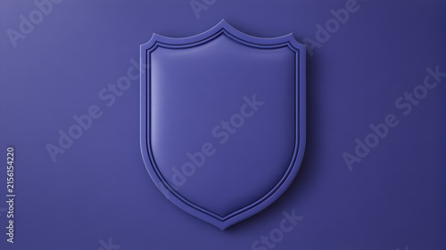 Minimalist purple shield emblem isolated on vibrant violet background