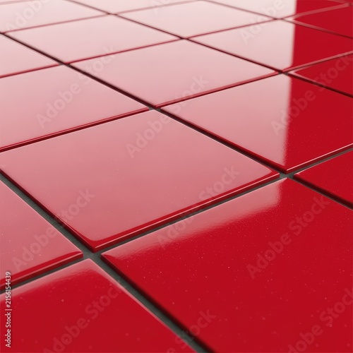 Vibrant red polished tiles with a high gloss finish glisten in a modern interior, offering a bold statement of color and contemporary style, glossy, vibrant, commercial