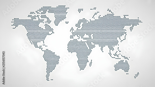 Modern dotted world map illustration on clean white background