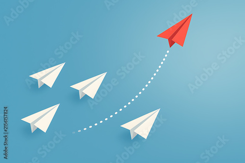 Paper Airplanes Ascending In Formation Against A Blue Backdrop airplane