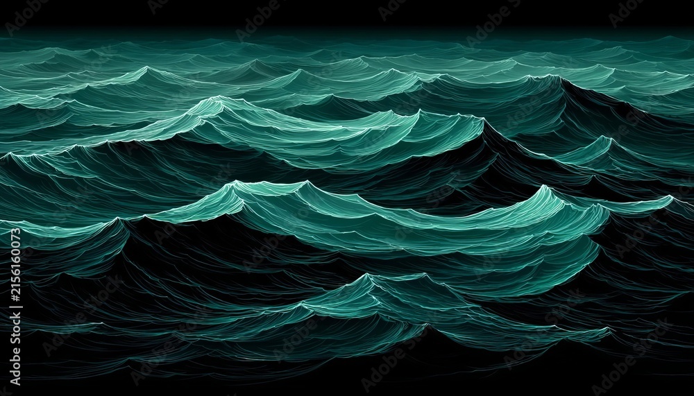 Obraz premium Abstract Sea Waves Texture Background With Moody Lighting And Dark Deep Oceanic Fluid Surface Style