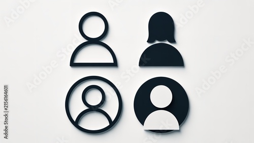 Set of four minimalist user profile icons representing human avatars and account identity.