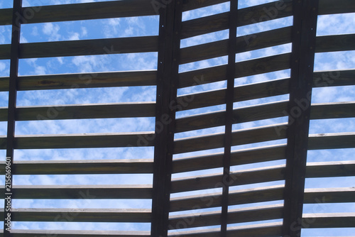 Wooden Shutters Frame Blue Sky