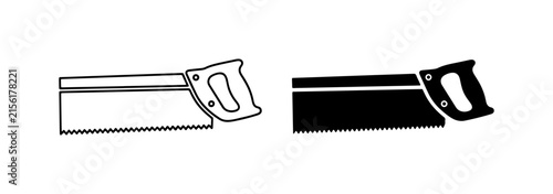 Bild auf Leinwand Hand Saw Icons, Carpentry Tool Vector Graphics, Woodworking Equipment Silhouette