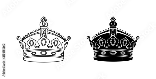 Fotografie Royal Crown Icons, Regal Symbol Vector Set, Monarch Emblem Graphics, Royalty Emb