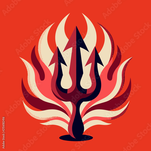 Flat vector illustration of a devil’s trident