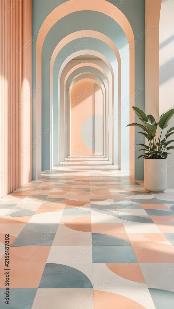 Fototapeta premium Architecture, interior, church aesthetic flat lay composition on a soft neutral background