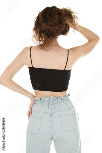 Cuadro en lienzo Fashion photoshoot in a studio with a white background for e-commerce