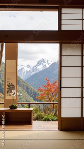 Serene Japanese Room with Mountain View
