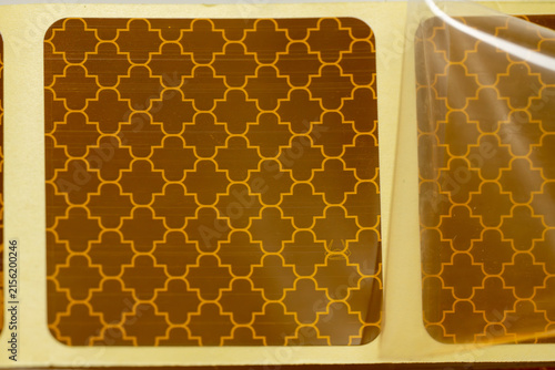 Yellow and Amber Reflective Safety Tape Patterns Close-Up