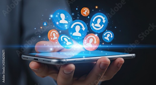 Digital connection of people through a smartphone interface.