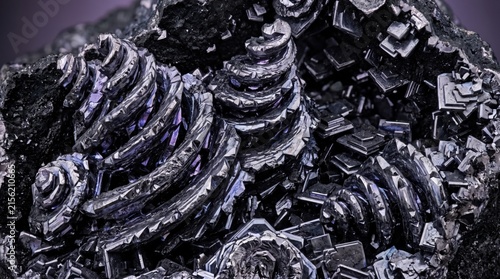 Tellurium Crystals Forming Spiral Metallic Ridges and Alien Micro Plateaus