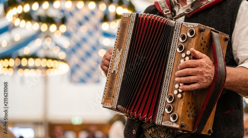 Traditional Bavarian Accordion Being Played at Oktoberfest