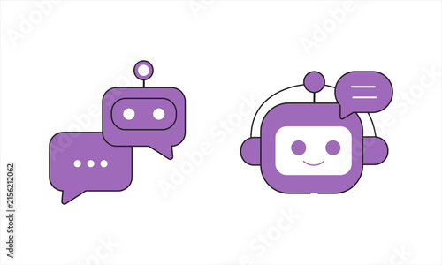 AI chatbot communication flat icon set -virtual assistance vector collection