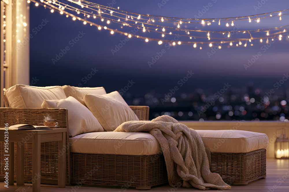 Fototapeta premium On an outdoor terrace evenings