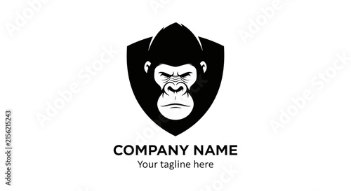 Gorilla Shield Logo Icon - Isolated Black and White Emblem