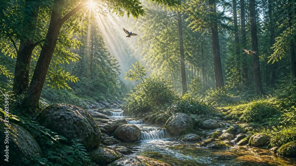 Obraz premium bird landscapes over trees generative AI