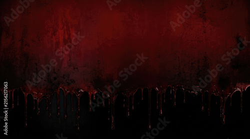 Dark red and black background with dripping blood texture, eerie atmosphere for horror design projects