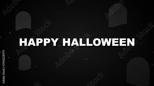 Festive Dark Background Design Featuring Minimalist Ghost Silhouettes and Decorative Particles for Spooky Seasonal Holiday Celebration Greetings