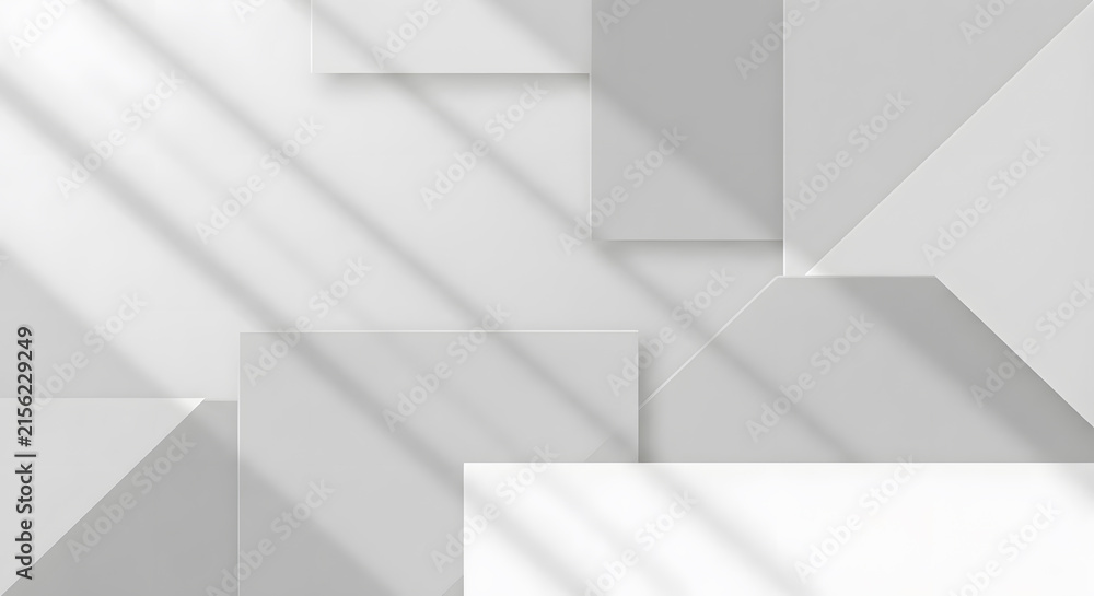 Fototapeta premium Minimalist white geometric layered background