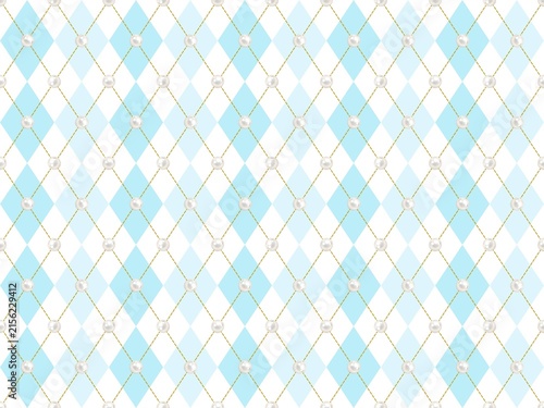 Pastel Blue Argyle Pattern with Pearl Accents, Elegant Seamless Background