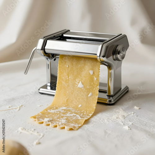 Fresh pasta dough being rol...