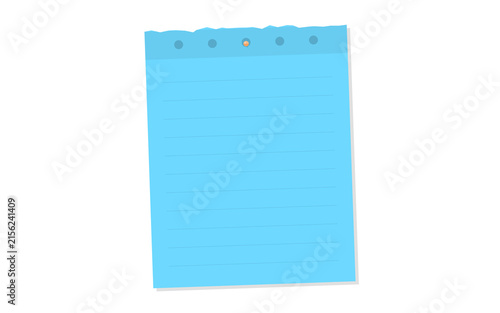 Fotografía Single blue lined paper note with circular hole punch design