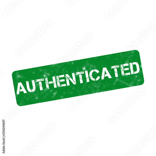 Cuadro en lienzo Green authenticated rubber stamp, grunge validation mark on white background, ce