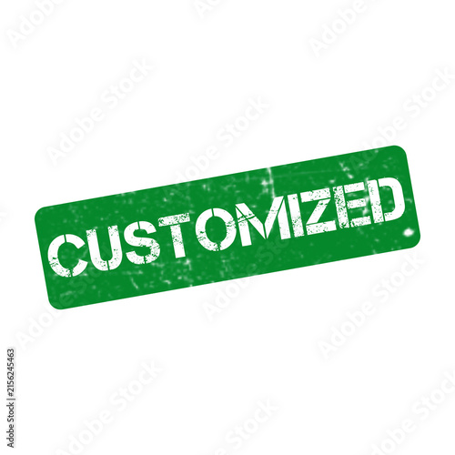 Fotografía Customized green rubber stamp, distressed grunge customized label, textured ink