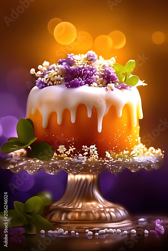Sophisticated White Cake Decorated With Tiny Flowers And Refined Shimmering Glaze For Special Occasions