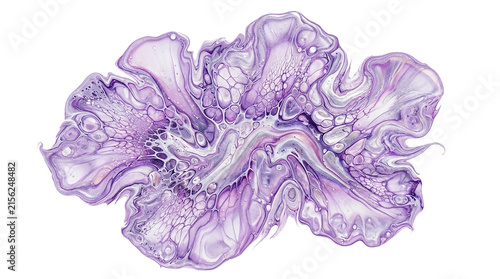 Purple abstract paint pour effect organic cells texture for fluid art and creative design.