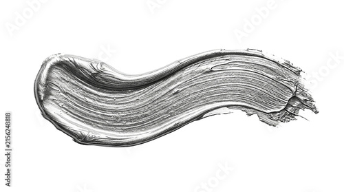 Silver paint brush stroke with metallic texture and wavy design for graphic.
