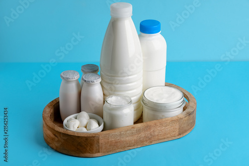 Tray with different dairy p...