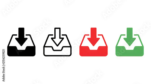 Four download folder icons with different colors