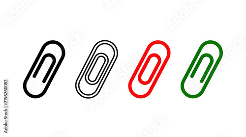 Colorful paper clips in a row