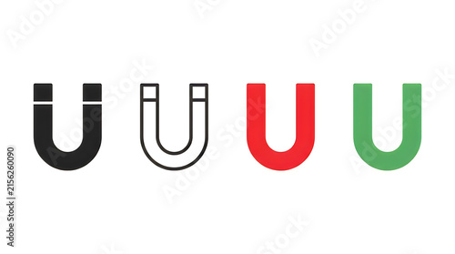 Set of colorful u-shaped metal magnets